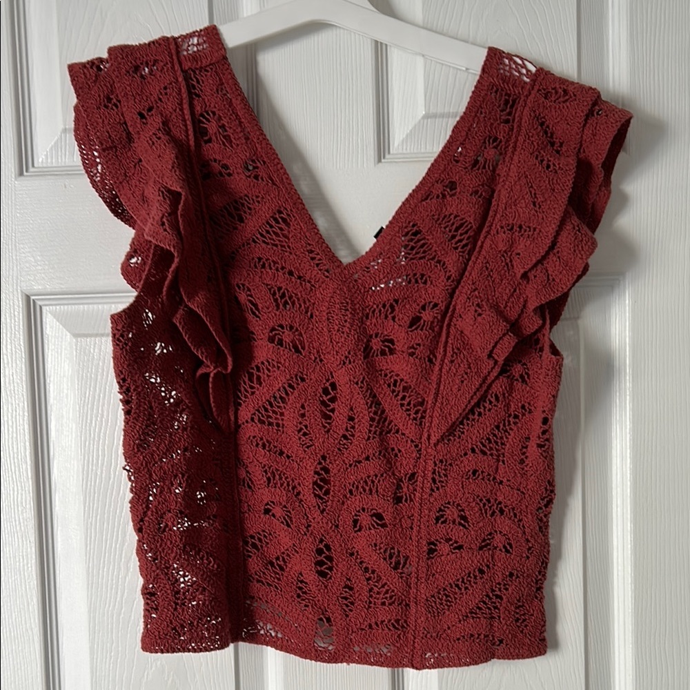 Elegant Lace Ruffle Top - White House Black Market